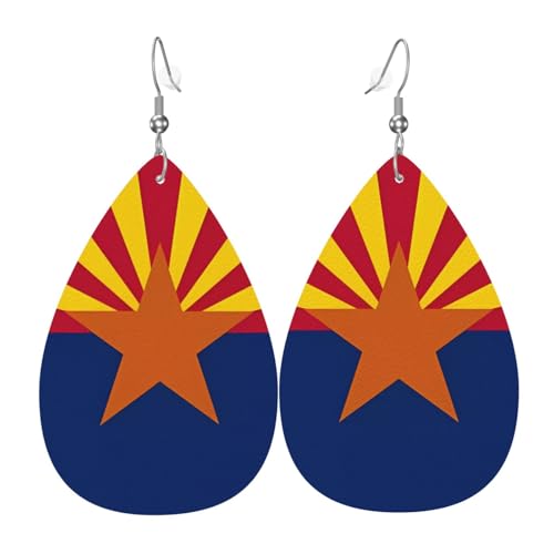 Arizona-Flaggen-Leder-Ohrringe in Tropfenform sind ein luxuriöses und modisches Accessoire, das für Frauen geeignet ist und individuellen Charme zeigt. von TYUMH