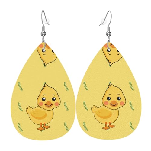 Cartoon-Enten-Leder-Ohrringe in Tropfenform sind ein luxuriöses und modisches Accessoire, das für Frauen geeignet ist und individuellen Charme zeigt. von TYUMH