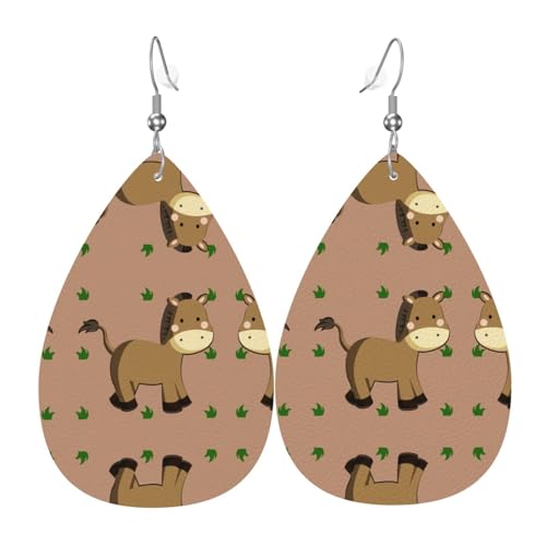 Cartoon-Esel-Ohrringe in Tropfenform aus Leder sind ein luxuriöses und modisches Accessoire, das für Frauen geeignet ist und individuellen Charme zeigt. von TYUMH