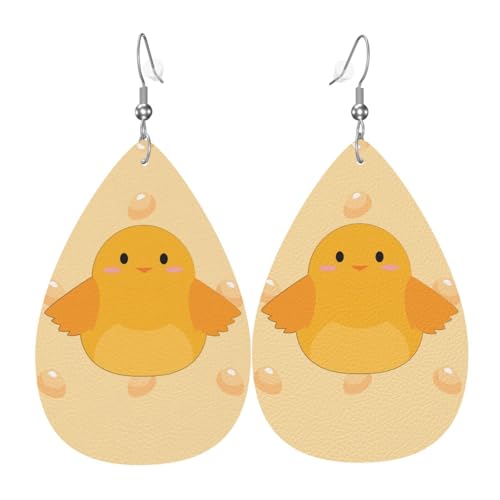 Cartoon-Küken-Tropfenförmige Leder-Ohrringe sind ein luxuriöses und modisches Accessoire, das für Frauen geeignet ist und individuellen Charme zeigt. von TYUMH