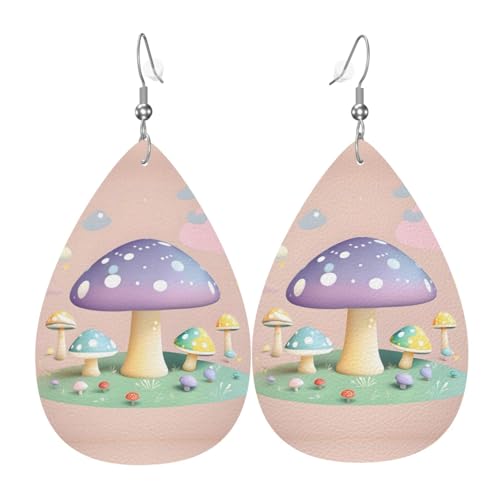 Cartoon-Pilz-Ohrringe in Tropfenform aus Leder sind ein luxuriöses und modisches Accessoire, das für Frauen geeignet ist und individuellen Charme zeigt. von TYUMH