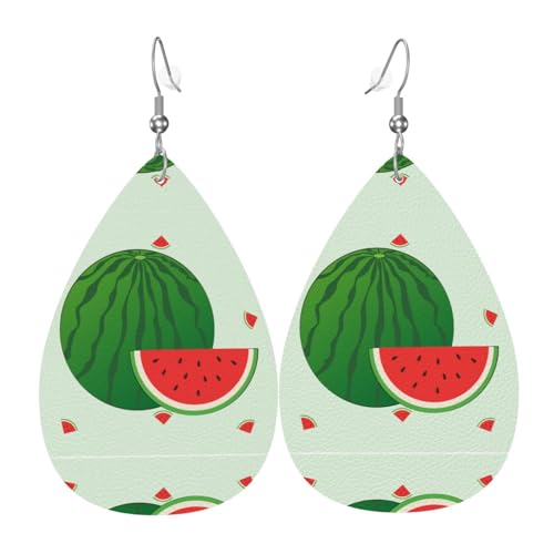 Cartoon-Wassermelonen-Leder-Ohrringe in Tropfenform sind ein luxuriöses und modisches Accessoire, das für Frauen geeignet ist und individuellen Charme zeigt. von TYUMH