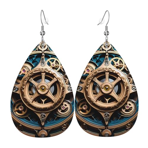 Coole Steampunk Gears Ohrringe aus Leder in Tropfenform sind ein luxuriöses und modisches Accessoire, das für Frauen geeignet ist und individuellen Charme zeigt. von TYUMH