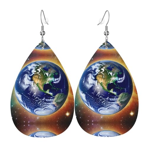 Cosmic Earth Ohrringe aus Leder in Tropfenform sind ein luxuriöses und modisches Accessoire, das für Frauen geeignet ist und individuellen Charme zeigt. von TYUMH