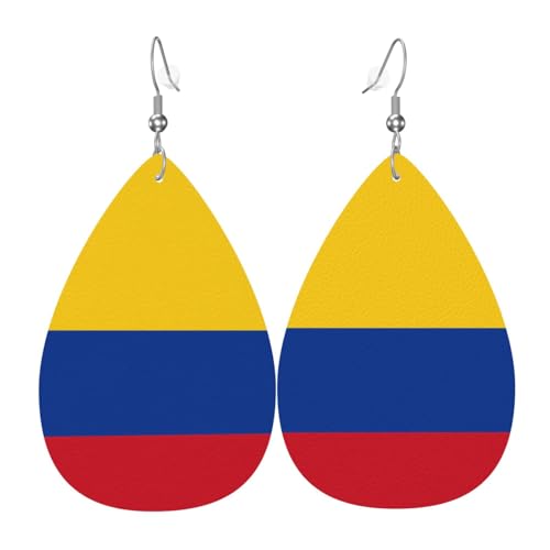 Die Flagge von Kolumbien in Tropfenform aus Leder sind ein luxuriöses und modisches Accessoire, das für Frauen geeignet ist und individuellen Charme zeigt. von TYUMH