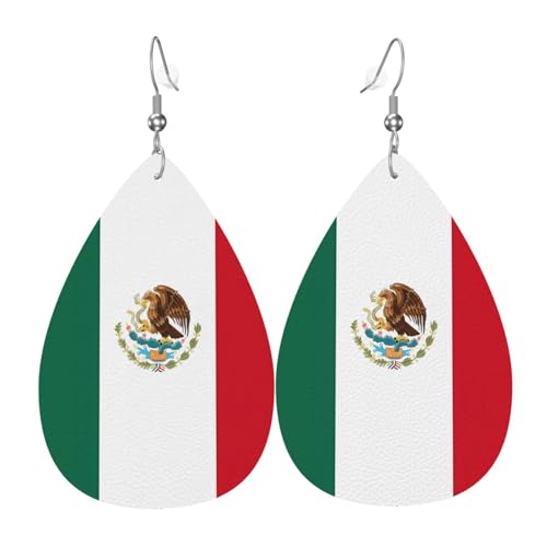 Die Flagge von Mexiko in Tropfenform aus Leder sind ein luxuriöses und modisches Accessoire, das für Frauen geeignet ist und individuellen Charme zeigt. von TYUMH