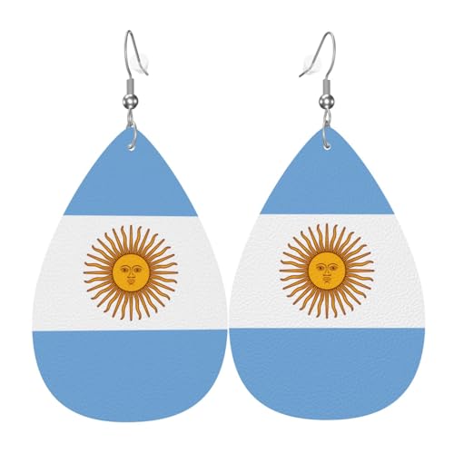 Die argentinischen Flaggen-Leder-Ohrringe in Tropfenform sind ein luxuriöses und modisches Accessoire, das für Frauen geeignet ist und individuellen Charme zeigt. von TYUMH