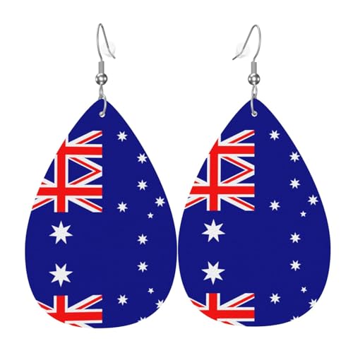 Die australischen Flaggen-Leder-Ohrringe in Tropfenform sind ein luxuriöses und modisches Accessoire, das für Frauen geeignet ist und individuellen Charme zeigt. von TYUMH