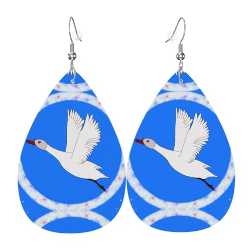 Die fliegenden weißen Gänseohrringe aus Leder in Tropfenform sind ein luxuriöses und modisches Accessoire, das für Frauen geeignet ist und individuellen Charme zeigt. von TYUMH