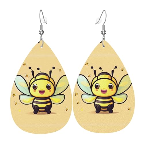 Die gelben Bienen Ohrringe in Tropfenform aus Leder sind ein luxuriöses und modisches Accessoire, das für Frauen geeignet ist und individuellen Charme zeigt. von TYUMH