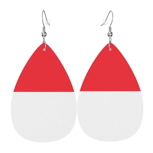 Die indonesischen Flaggen-Leder-Ohrringe in Tropfenform sind ein luxuriöses und modisches Accessoire, das für Frauen geeignet ist und individuellen Charme zeigt. von TYUMH