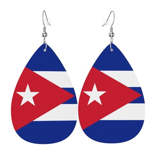 Die kubanischen Flaggen-Leder-Ohrringe in Tropfenform sind ein luxuriöses und modisches Accessoire, das für Frauen geeignet ist und individuellen Charme zeigt. von TYUMH