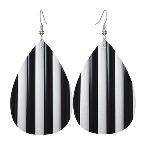 Die schwarz-weiß gestreiften Ohrringe aus Leder in Tropfenform sind ein luxuriöses und modisches Accessoire, das für Frauen geeignet ist und individuellen Charme zeigt. von TYUMH