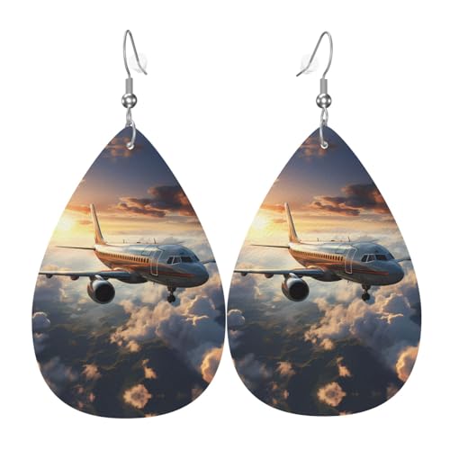 Die tropfenförmigen Leder-Ohrringe in Flugzeugform sind ein luxuriöses und modisches Accessoire, das für Frauen geeignet ist und individuellen Charme zeigt. von TYUMH