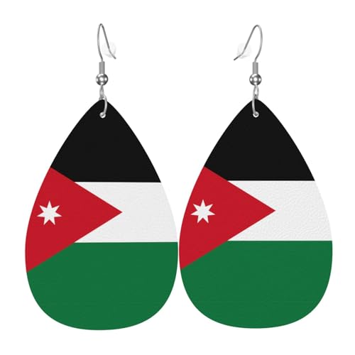 Die tropfenförmigen Leder-Ohrringe mit jordanischer Flagge sind ein luxuriöses und modisches Accessoire, das für Frauen geeignet ist und individuellen Charme zeigt. Die tropfenförmigen Leder-Ohrringe mit jordanischer Flagge sind ein luxuriöses und modisches Accessoire, das für Frauen geeignet ist und individuellen Charme zeigt. von TYUMH