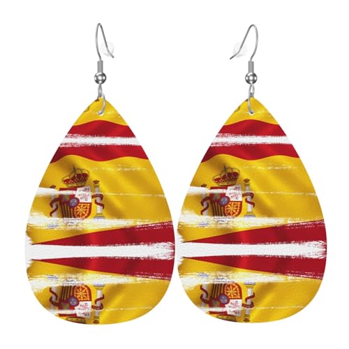 Die tropfenförmigen Leder-Ohrringe mit spanischer Flagge sind ein luxuriöses und modisches Accessoire, das für Frauen geeignet ist und individuellen Charme zeigt. Die tropfenförmigen Leder-Ohrringe mit spanischer Flagge sind ein luxuriöses und modisches Accessoire, das für Frauen geeignet ist und individuellen Charme zeigt. von TYUMH