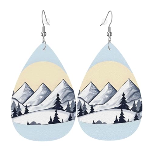 Die weißen Snowy Mountains Ohrringe aus Leder in Tropfenform sind ein luxuriöses und modisches Accessoire, das für Frauen geeignet ist und individuellen Charme zeigt. von TYUMH
