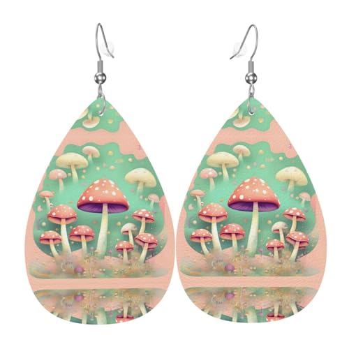 Dream Mushroom Tropfenförmige Leder-Ohrringe sind ein luxuriöses und modisches Accessoire, das für Frauen geeignet ist und individuellen Charme zeigt. von TYUMH