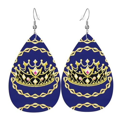 Fantasy Tiara Ohrringe in Tropfenform aus Leder sind ein luxuriöses und modisches Accessoire, das für Frauen geeignet ist und individuellen Charme zeigt. von TYUMH