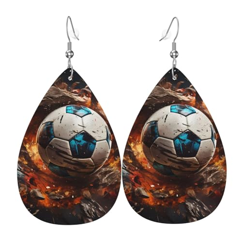 Firecracker Soccer Ohrringe aus Leder in Tropfenform sind ein luxuriöses und modisches Accessoire, das für Frauen geeignet ist und individuellen Charme zeigt. von TYUMH