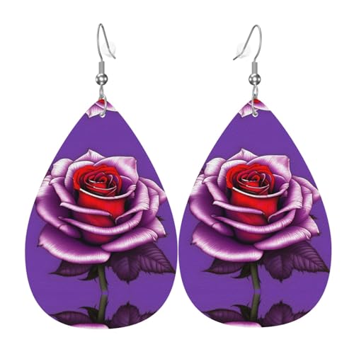 Fuchsia Rose Ohrringe in Tropfenform aus Leder sind ein luxuriöses und modisches Accessoire, das für Frauen geeignet ist und individuellen Charme zeigt. von TYUMH