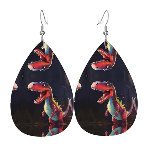 Große Dinosaurierohrringe aus Leder in Tropfenform sind ein luxuriöses und modisches Accessoire, das für Frauen geeignet ist und individuellen Charme zeigt. von TYUMH
