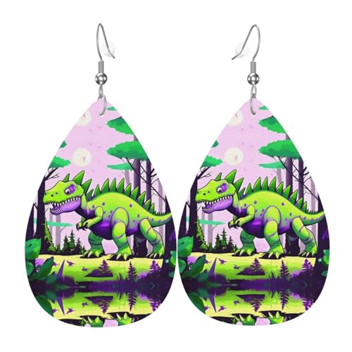 Grüne Dinosaurierohrringe aus Leder in Tropfenform sind ein luxuriöses und modisches Accessoire, das für Frauen geeignet ist und individuellen Charme zeigt. von TYUMH