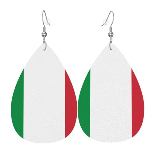 Italienische Flagge, tropfenförmige Leder-Ohrringe sind ein luxuriöses und modisches Accessoire, das für Frauen geeignet ist und individuellen Charme zeigt. von TYUMH