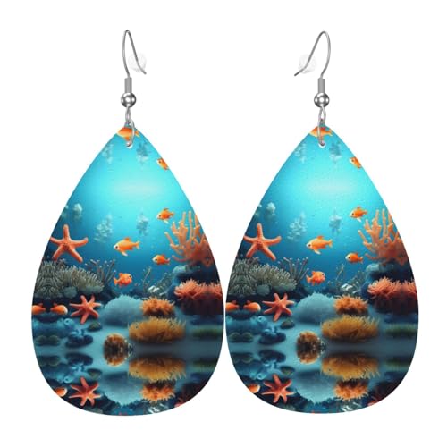 Korallenfisch-Unterwasser-Ohrringe in Tropfenform aus Leder sind ein luxuriöses und modisches Accessoire, das für Frauen geeignet ist und individuellen Charme zeigt. von TYUMH