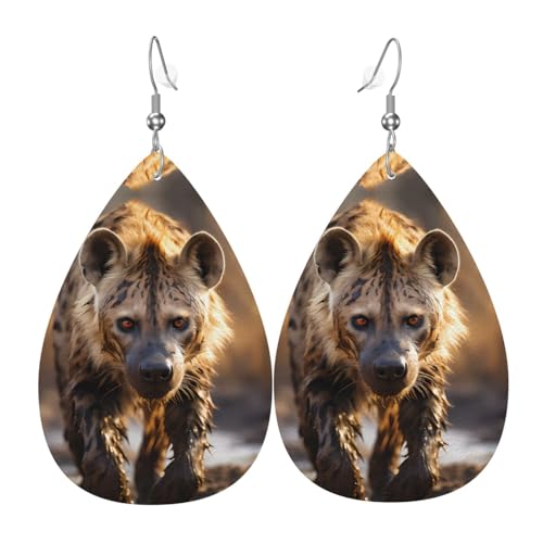 Lone Hyena Ohrringe aus Leder in Tropfenform sind ein luxuriöses und modisches Accessoire, das für Frauen geeignet ist und individuellen Charme zeigt. von TYUMH