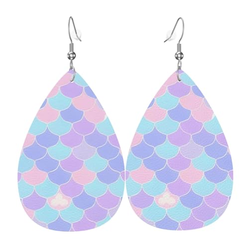 Meerjungfrau-Tattoo-Ohrringe aus Leder in Tropfenform sind ein luxuriöses und modisches Accessoire, das für Frauen geeignet ist und individuellen Charme zeigt. von TYUMH