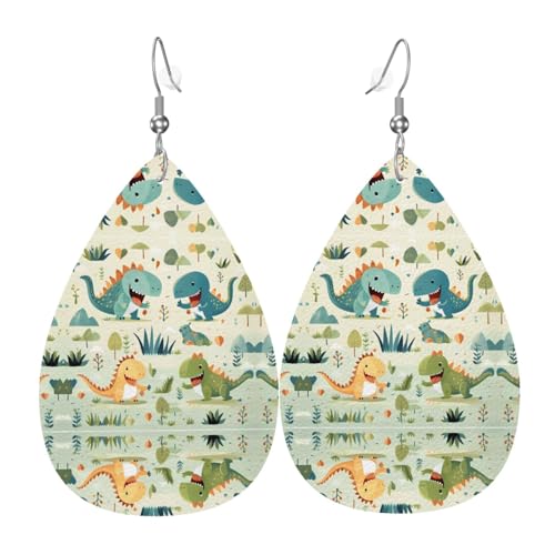 Niedliche kleine Baby-Dinosaurierohrringe in Tropfenform aus Leder sind ein luxuriöses und modisches Accessoire, das für Frauen geeignet ist und individuellen Charme zeigt. von TYUMH