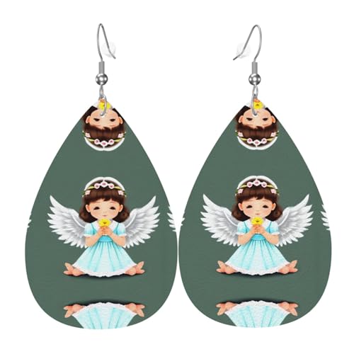 Niedliche kleine Engel-Leder-Ohrringe in Tropfenform sind ein luxuriöses und modisches Accessoire, das für Frauen geeignet ist und individuellen Charme zeigt. von TYUMH