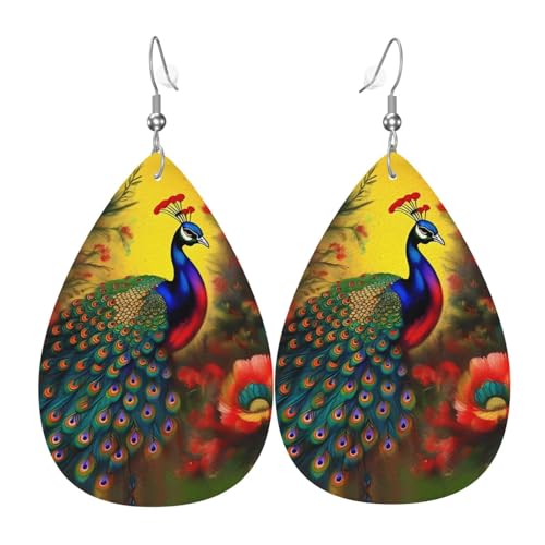 Pfauenblüten in Tropfenform aus Leder sind ein luxuriöses und modisches Accessoire, das für Frauen geeignet ist und individuellen Charme zeigt. von TYUMH