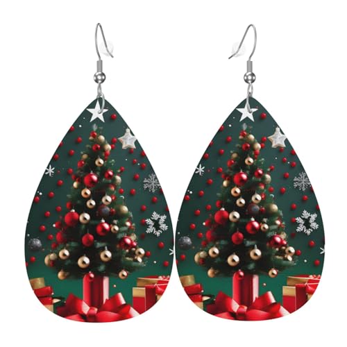 Runde Weihnachtsbaum-Leder-Ohrringe in Tropfenform sind ein luxuriöses und modisches Accessoire, das für Frauen geeignet ist und individuellen Charme zeigt. von TYUMH