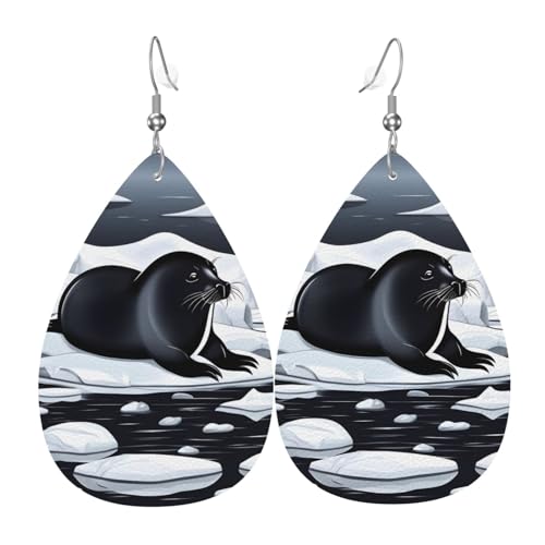 Seals on Ice Tropfenförmige Leder-Ohrringe sind ein luxuriöses und modisches Accessoire, das für Frauen geeignet ist und individuellen Charme zeigt. von TYUMH