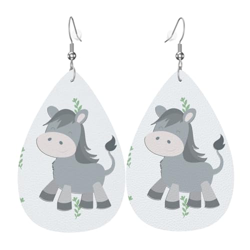 Smiling Esel Teardrop-förmige Leder-Ohrringe sind ein luxuriöses und modisches Accessoire, das für Frauen geeignet ist und individuellen Charme zeigt. von TYUMH
