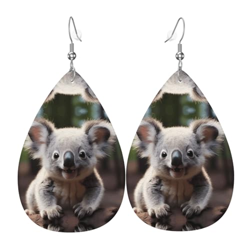 Süße Koala-Ohrringe in Tropfenform aus Leder sind ein luxuriöses und modisches Accessoire, das für Frauen geeignet ist und individuellen Charme zeigt. von TYUMH