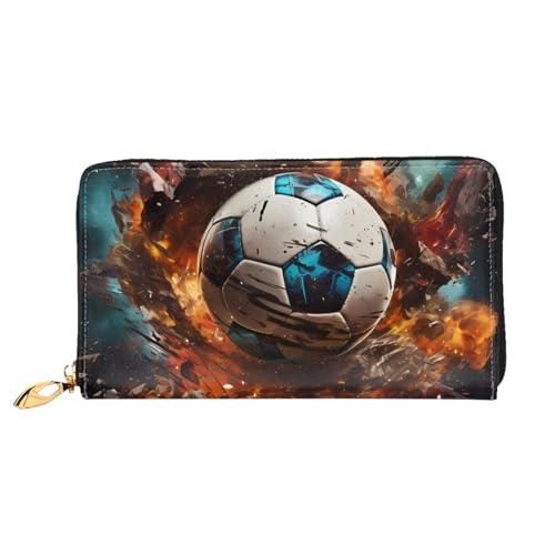 TYUMH Firecracker Soccer Leder-Clutch-Geldbörse mit 12 Kartenfächern und 3 vollen Fächern für Bargeld, entworfen für modische Frauen. von TYUMH