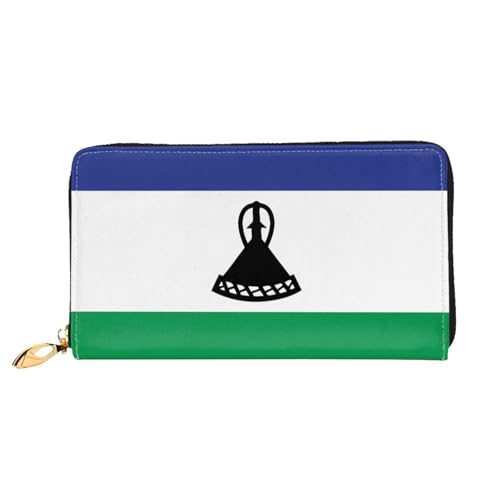 TYUMH Flagge von Lesotho Leder lange Clutch Geldbörse mit 12 Kartenfächern und 3 vollen Taschen für Bargeld, entworfen für modische Frauen. von TYUMH