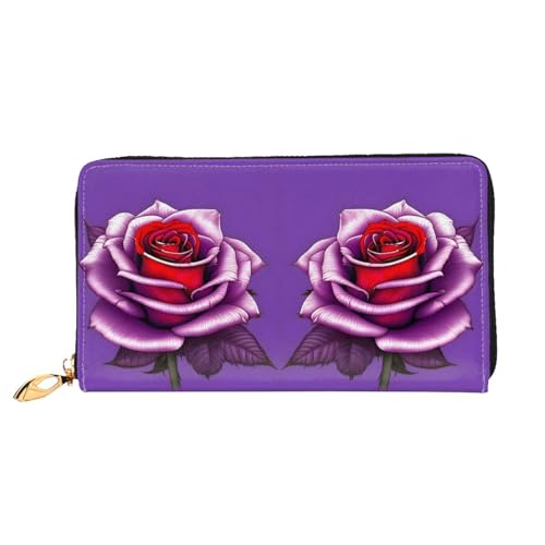 TYUMH Lange Clutch-Geldbörse aus Leder in Fuchsia mit 12 Kartenfächern und 3 vollen Fächern für Bargeld, entworfen für modische Frauen. von TYUMH