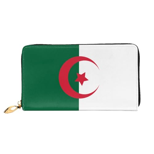 TYUMH Lange Clutch-Geldbörse aus Leder mit Flagge von Algerien mit 12 Kartenfächern und 3 vollen Taschen für Bargeld, entworfen für modische Frauen. von TYUMH