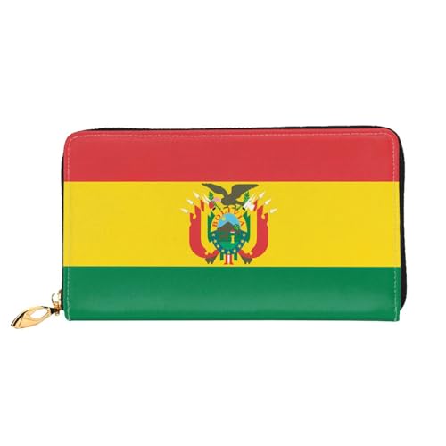 TYUMH Lange Clutch-Geldbörse aus Leder mit Flagge von Bolivien mit 12 Kartenfächern und 3 vollen Fächern für Bargeld, entworfen für modische Frauen. von TYUMH