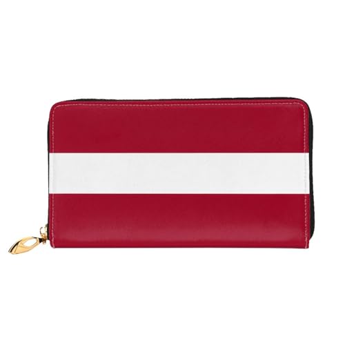 TYUMH Lange Clutch-Geldbörse aus Leder mit Flagge von Lettland mit 12 Kartenfächern und 3 vollen Fächern für Bargeld, entworfen für modische Frauen. von TYUMH