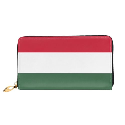 TYUMH Lange Clutch-Geldbörse aus Leder mit Flagge von Ungarn mit 12 Kartenfächern und 3 vollen Fächern für Bargeld, entworfen für modische Frauen. von TYUMH