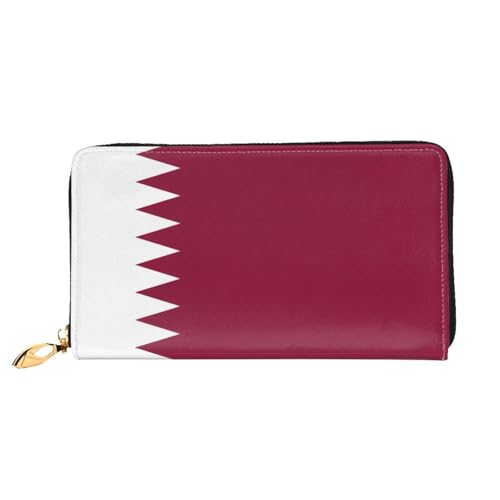 TYUMH Lange Clutch-Geldbörse aus Leder mit Katar-Flagge mit 12 Kartenfächern und 3 vollen Fächern für Bargeld, entworfen für modische Frauen. von TYUMH