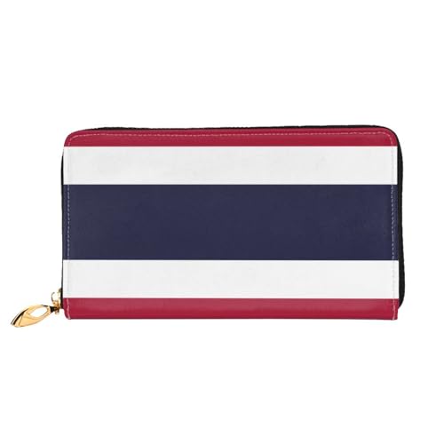 TYUMH Lange Clutch-Geldbörse aus Leder mit Thailand-Flagge mit 12 Kartenfächern und 3 vollen Fächern für Bargeld, entworfen für modische Frauen. von TYUMH