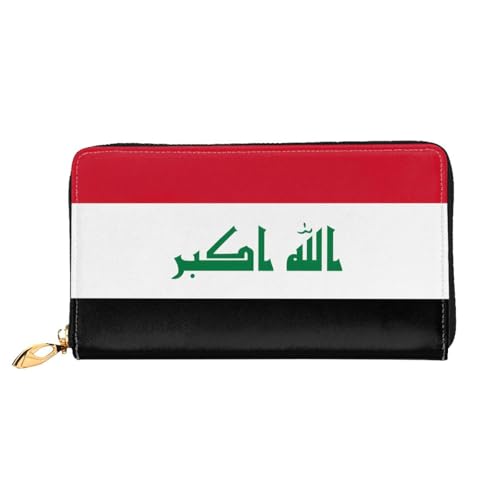 TYUMH Lange Clutch-Geldbörse aus Leder mit irakischer Flagge, mit 12 Kartenfächern und 3 vollen Fächern für Bargeld, entworfen für modische Frauen. von TYUMH