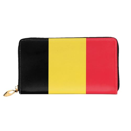 TYUMH Lange Clutch-Geldbörse mit Flagge von Belgien aus Leder mit 12 Kartenfächern und 3 vollen Fächern für Bargeld, entworfen für modische Frauen. von TYUMH