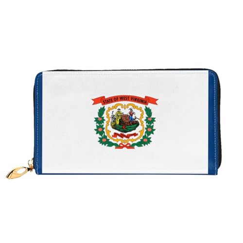 TYUMH Lange Clutch aus Leder mit West-Virginia-Flagge, mit 12 Kartenfächern und 3 vollen Fächern für Bargeld, entworfen für modische Frauen. von TYUMH
